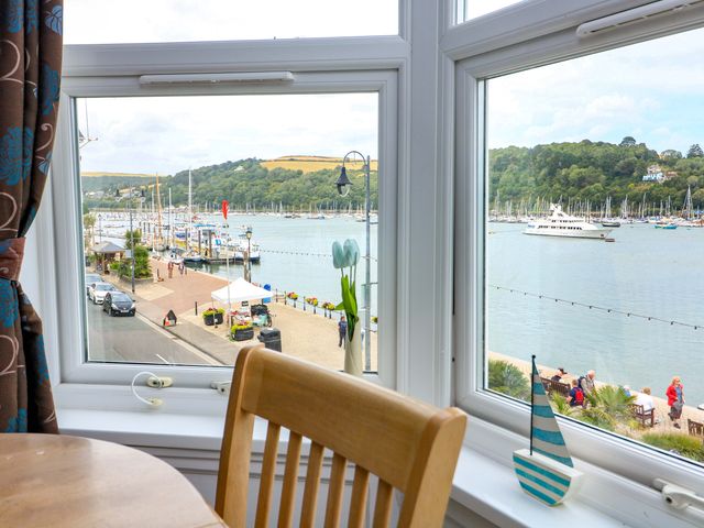 A view of the harbor from a living room window at Castleview Apartment, 21 South Embankment, Dartmouth