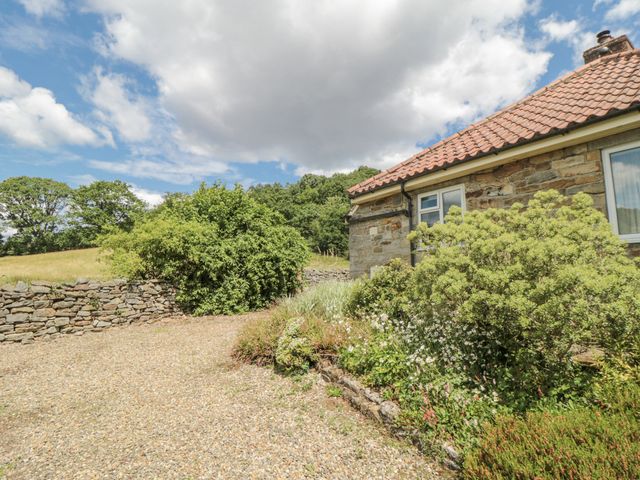 An outdoor view of a house with garden and gravel pathway at Low Muffles Bridge 