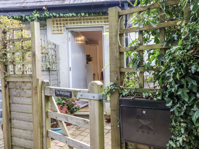 An entrance gate and door leading to The Workshop in Mary Tavy