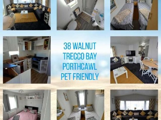 a collage of rooms including a kitchen, living room, and bedrooms at 38 Walnut Trecco Bay Porthcawl