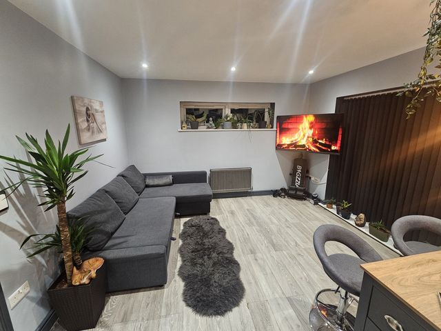A living room with a sofa and television at Cosy Southampton Apartment in Southampton