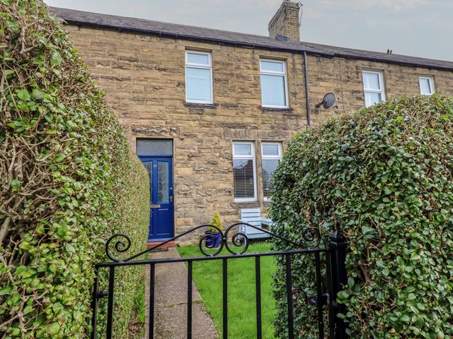 An exterior view of a house with a pathway and hedges at 23 Northumbria Terrace Amble