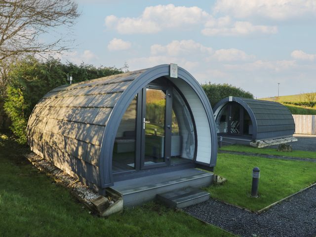Two holiday pods with glass doors at Pod 9 (No Pets) Tewitfield near Carnforth