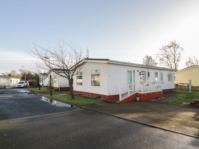 A house with a driveway and trees at Beechtree Lodge 54 Denny