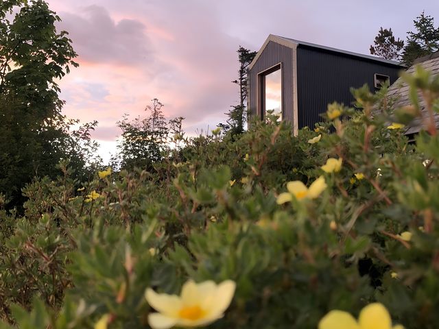 A building with a window surrounded by plants and flowers at Cullinview Isle of Skye
