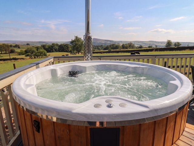 A hot tub with an outdoor view at The View near Addingham