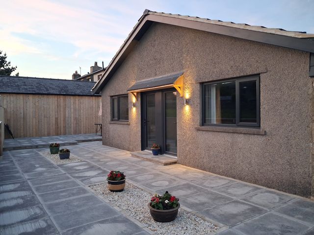 A house with a front door and patio at Beckdale in Horton-in-Ribblesdale near Settle