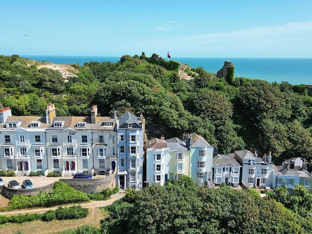 A view of houses near the ocean at 1 Bed Sleeps 2 Near Beach Parking in Hastings