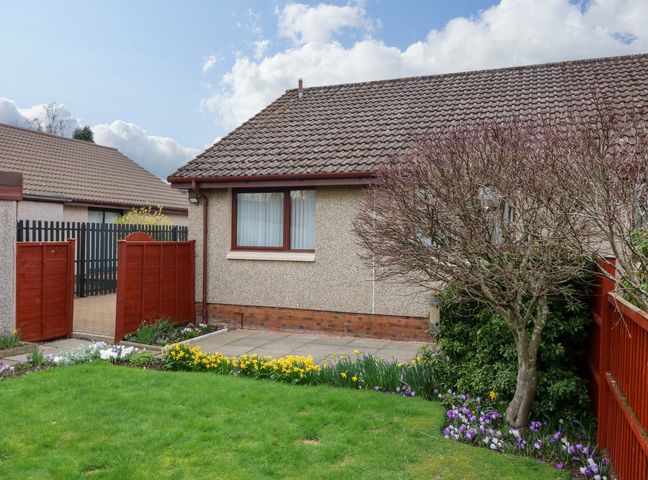 A garden with flowers and pathway at 48 Edenbank Road Cupar, Fife