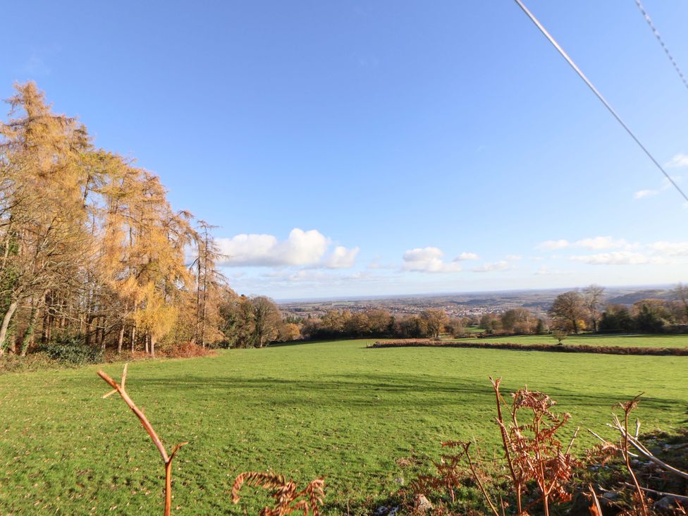 A field with trees and clouds at Woodland Cottage in Garth