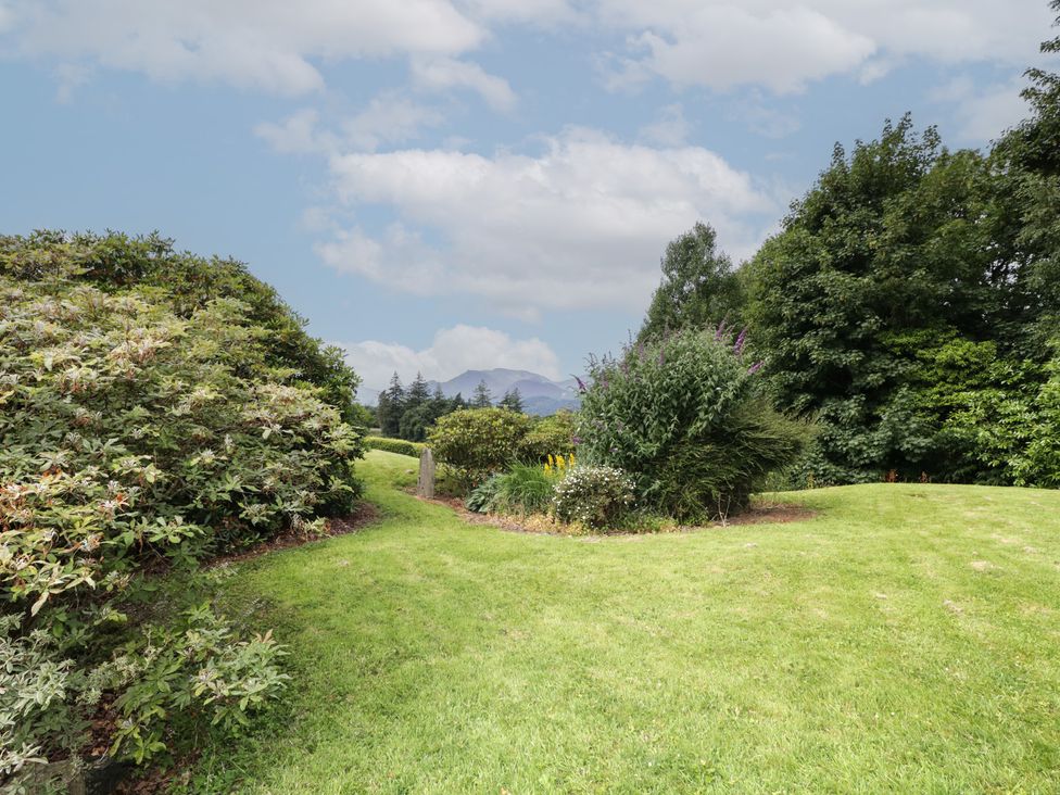 A garden with bushes and trees at High Spy in Keswick
