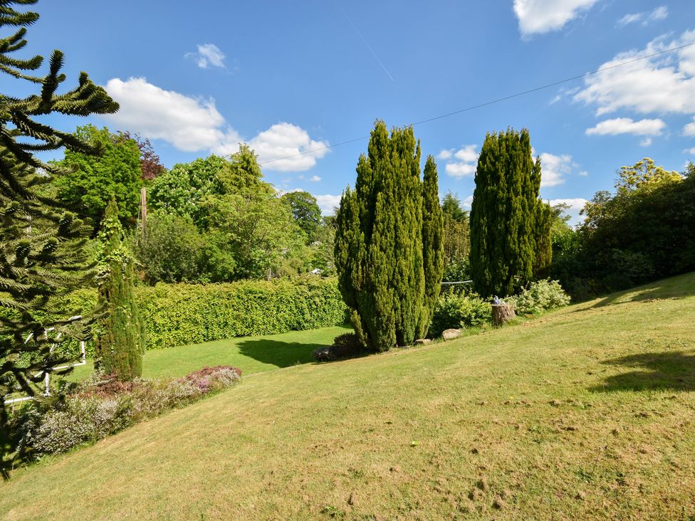 A garden with trees and grass at Freshwinds in Market Drayton