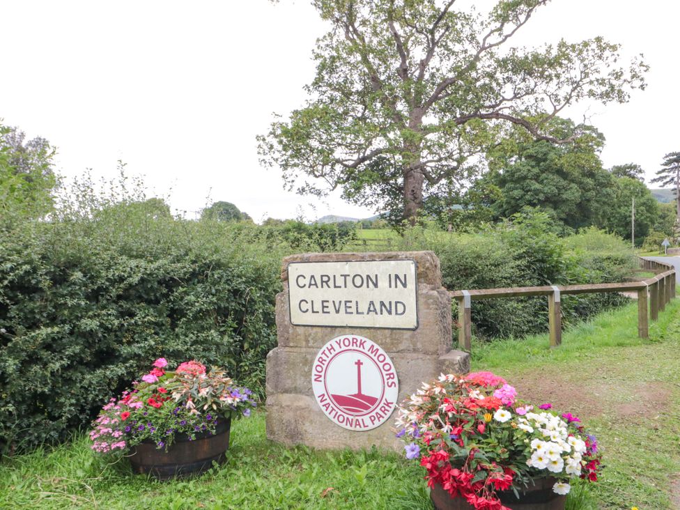 A sign for Carlton in Cleveland at North York Moors National Park Weavers Cottage Carlton-in-Cleveland near Stokesley