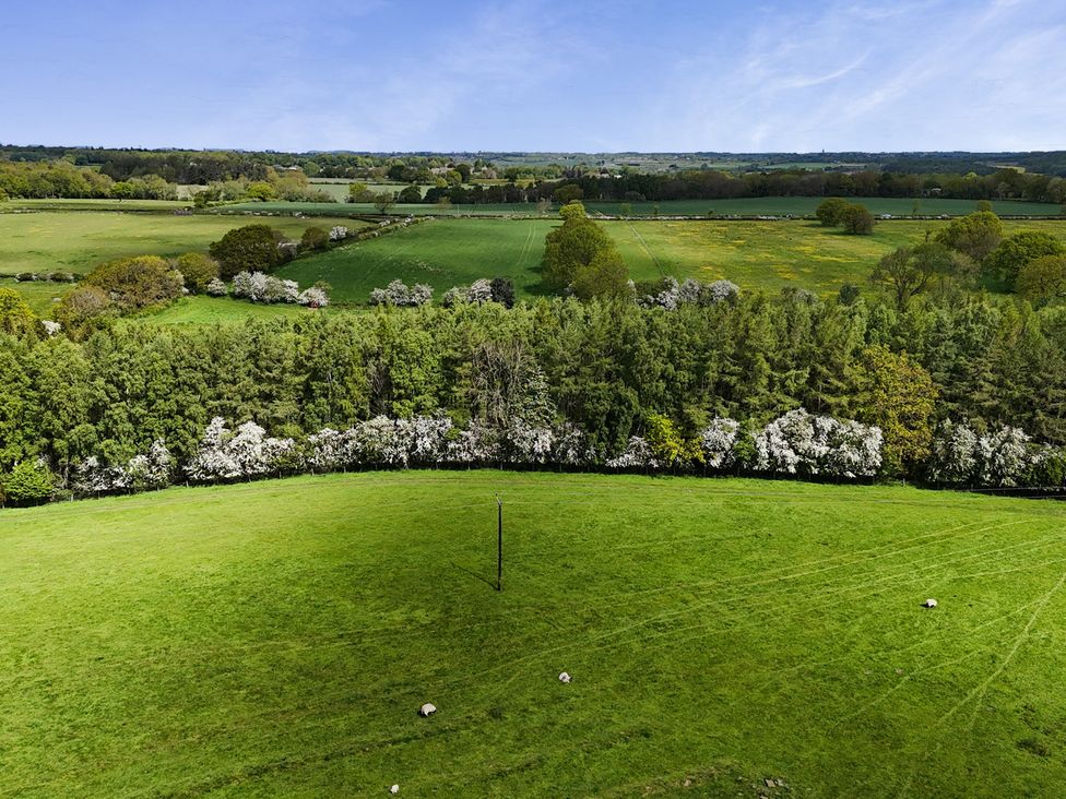 A landscape with green fields and trees at Shepherd's Crook in Follifoot near Spofforth