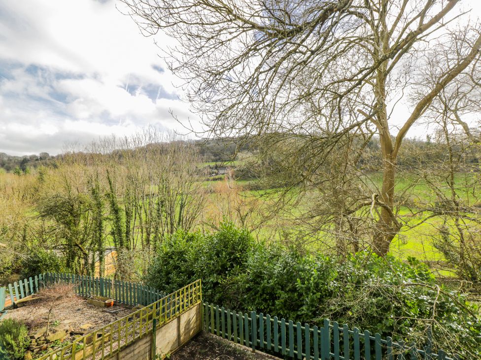 A view of trees and grassy landscape from an outdoor area at Calcott Annexe in Whitchurch, Herefordshire