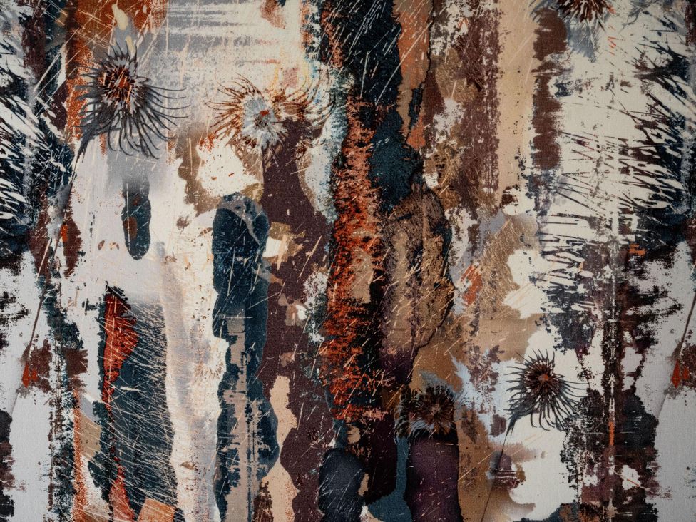 An abstract design with a textured fabric at Heilan Roo, Killiecrankie near Pitlochry and Blair Atholl