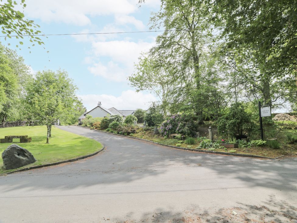 A path leading to a house surrounded by trees at Torview House in Lyne Station near Peebles
