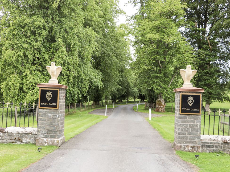 An entrance gate leading to Stobo Castle near Peebles