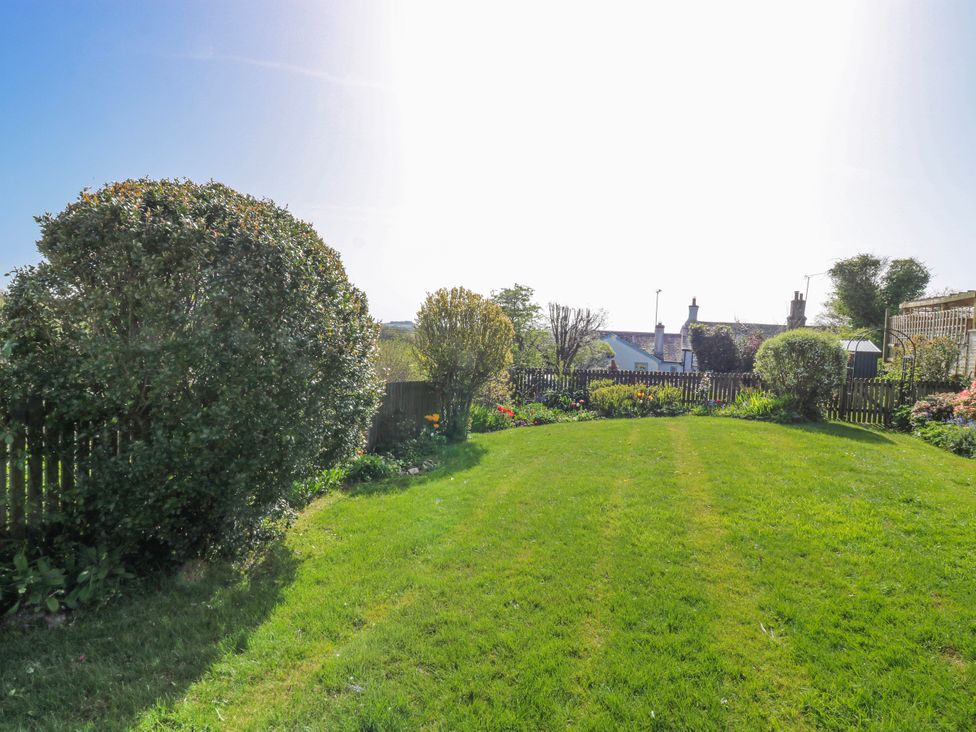 A garden with grass and bushes at 3 Rock Cottages in Kingston