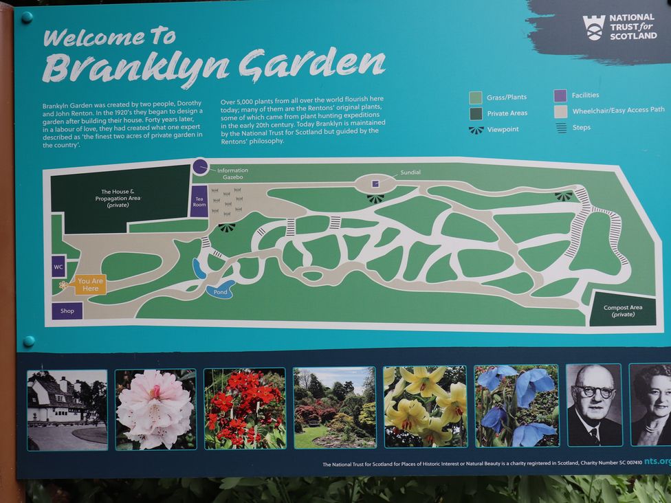 A map and welcome sign for Branklyn Garden in Perth