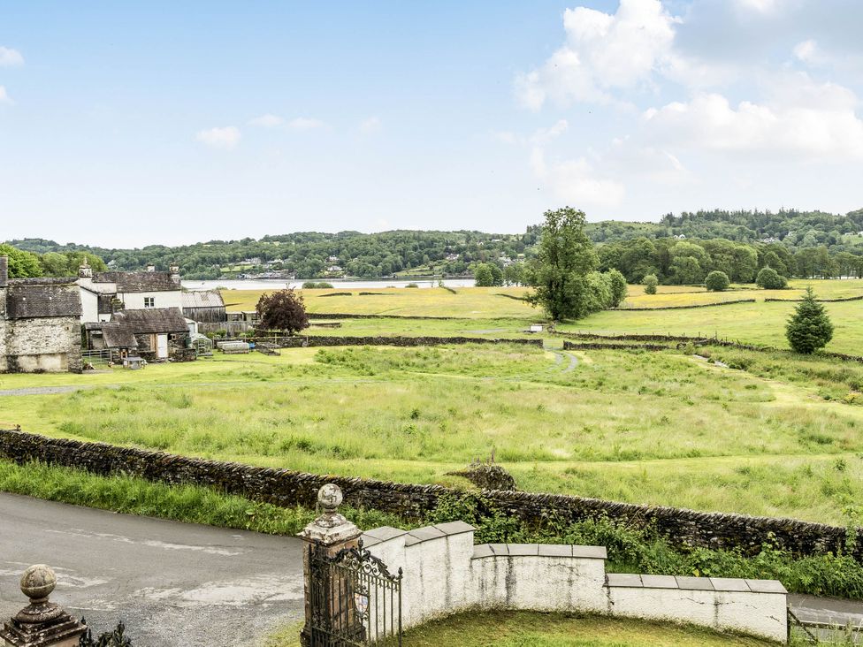 A view of houses and fields at Cunsey Lodge at the Graythwaite Estate Graythwaite Estate near Hawkshead