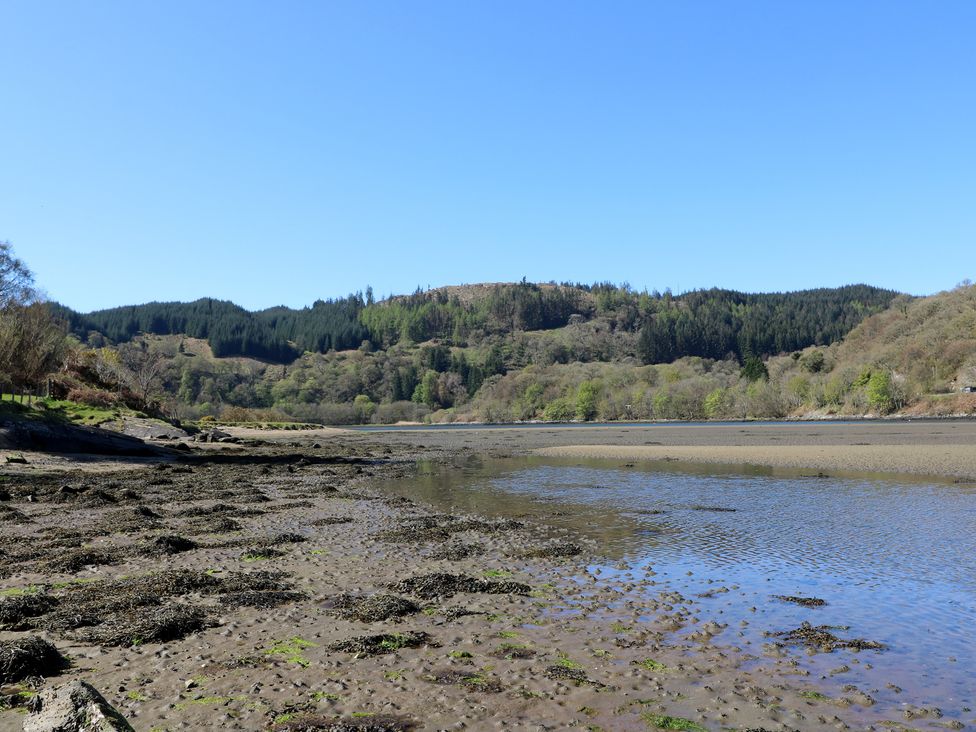 A riverbed with water and trees at Kilmartin View, Netherlargie Farm