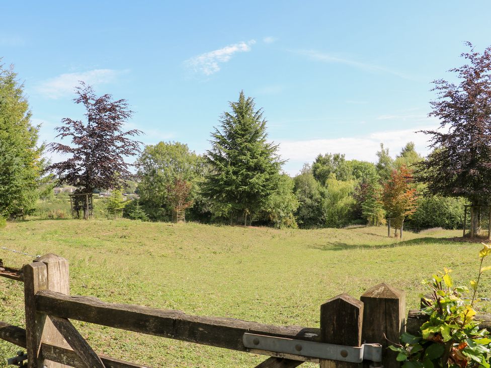 An outdoor area with trees and a wooden fence at Ladycroft Barn Ashbourne