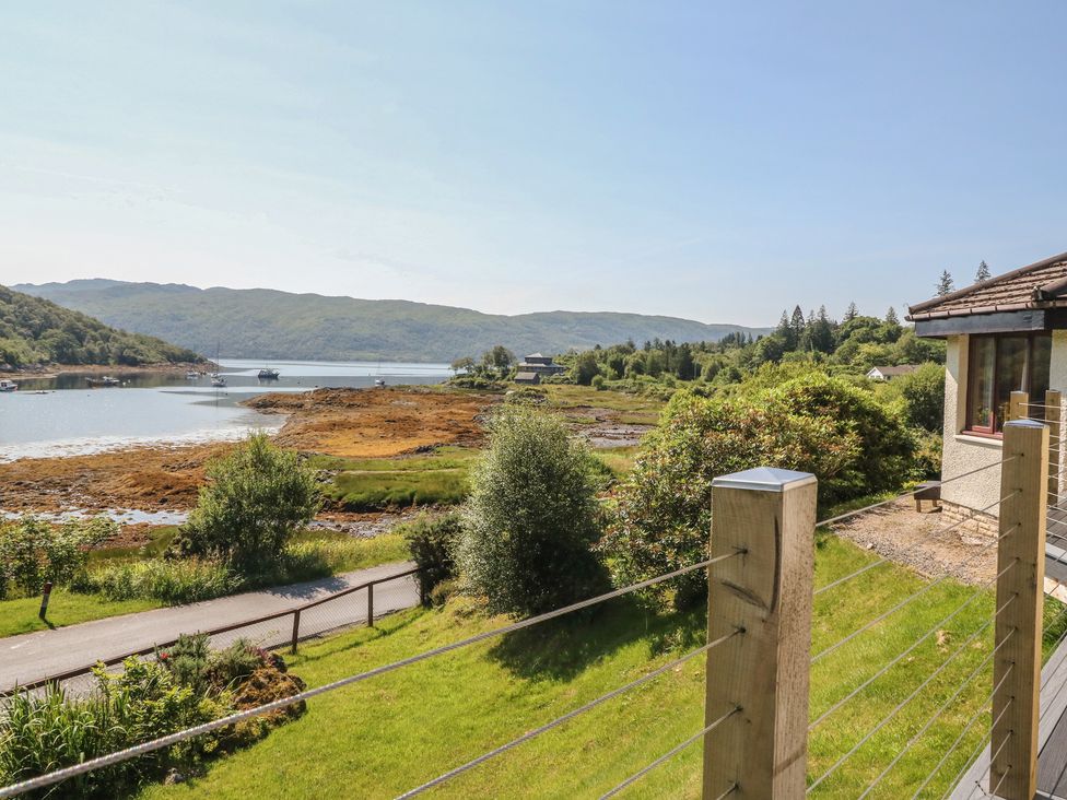 A view of the water and mountains from a property at Allt An Dorran Salen