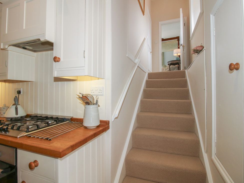A staircase leading to a hallway at The Butler’s Quarters in Bourton near Much Wenlock