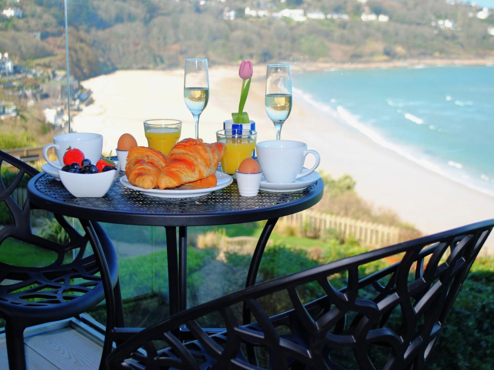 A table set with breakfast items at Sea Mist in Carbis Bay