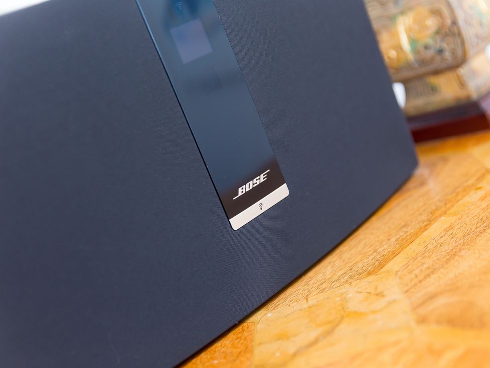 A Bose speaker on a wooden surface at Sandbanks in Praa Sands
