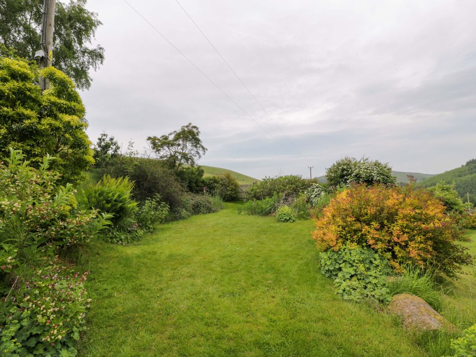 A garden with grass and bushes at Townhead of Auchenbainzie near Thornhill