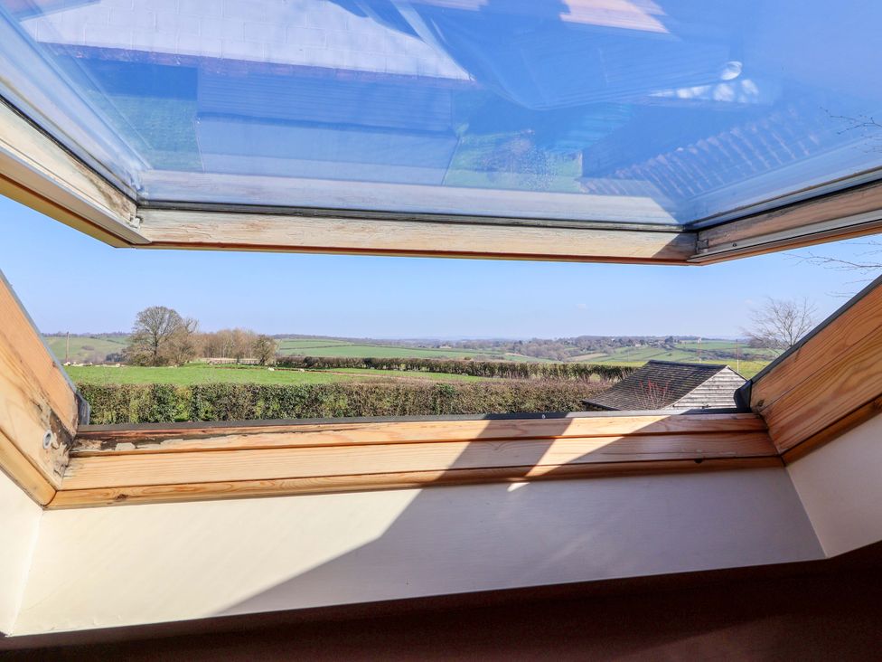A skylight view of hills and trees at Brush and Boot in Stittenham near York
