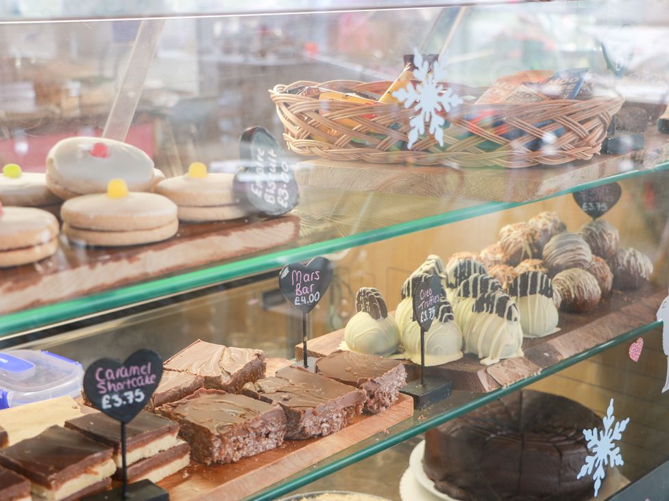 A display of various desserts including macarons and chocolate at Shieldhill Farm House in Falkirk
