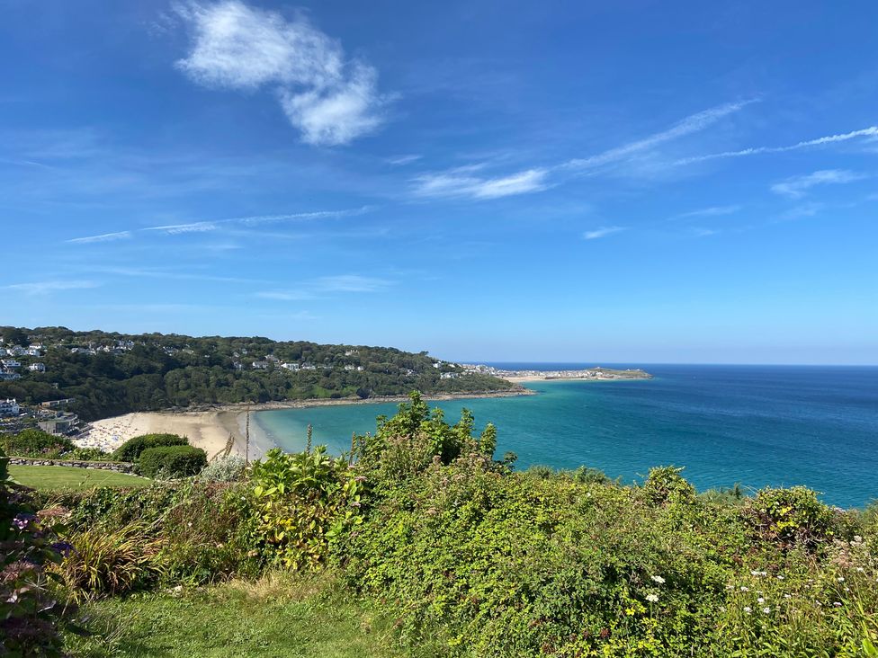 A view of the beach and ocean at 5 St Gwithian Apartments in Carbis Bay