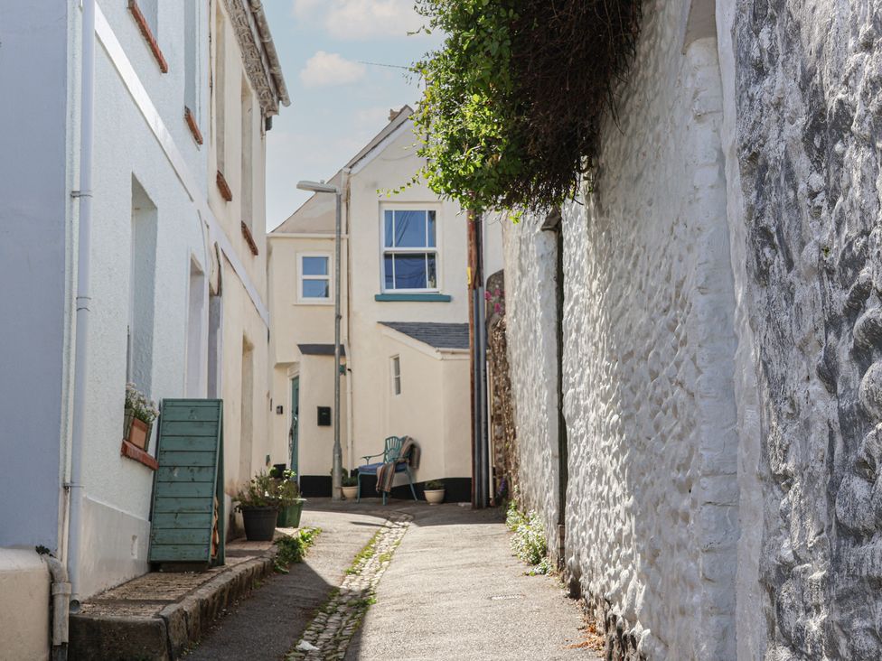 An alley with houses and greenery at Honeymoon Cottage Appledore
