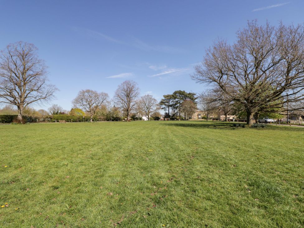 A view of a grassy area with trees and a path at The Tap Room in Kingham