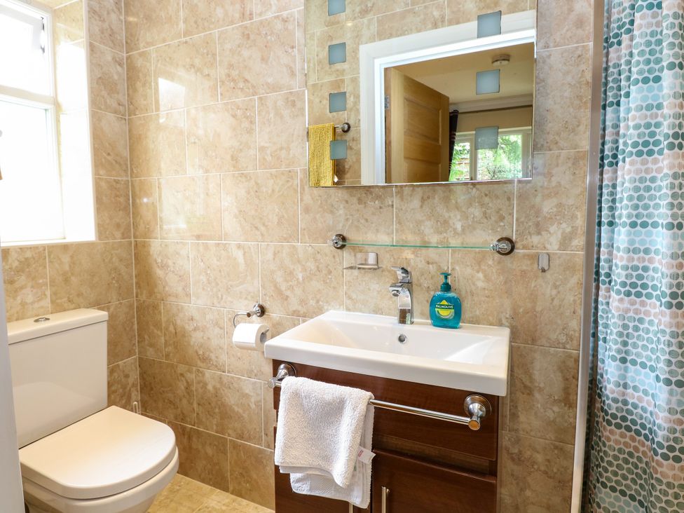 A bathroom with a sink and toilet at Birch Cottage in Brundall