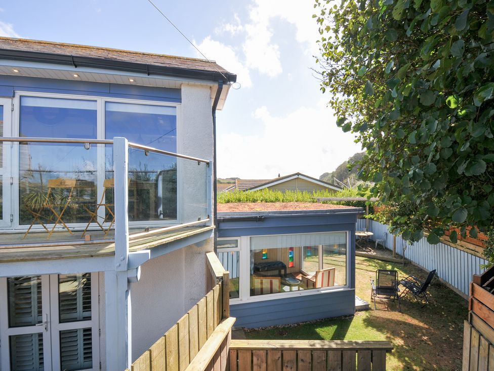 An outdoor view of a building with a balcony at Beachside in Polzeath