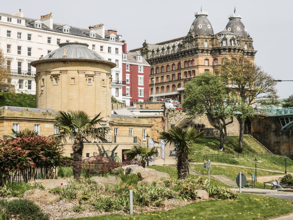 A view of buildings and landscaping at Lonsdale Villa in Scarborough
