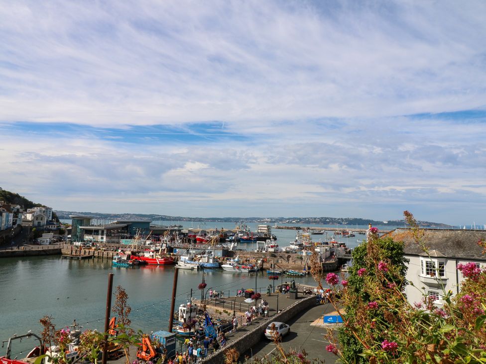 A harbor with boats and buildings at Bay View in Brixham