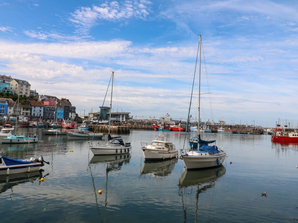 A view of boats in a harbor at Bay View in Brixham