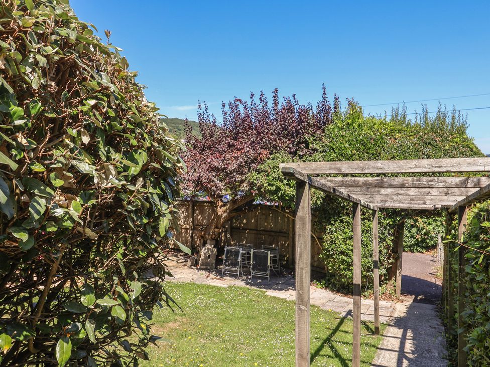 A garden with grass and a pathway at Greystones in Lyme Regis