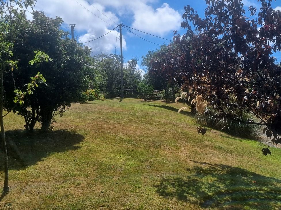 A garden with trees and bushes at Ty Gwenyn in Rhydwyn