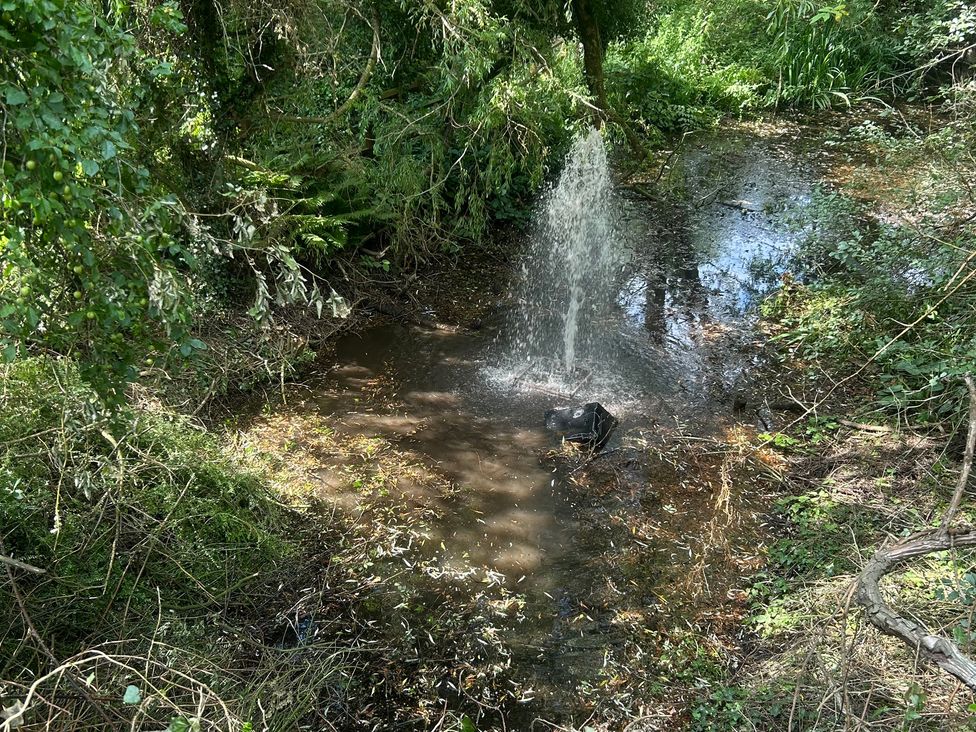 A water fountain in a natural setting at Mill View Duplex in Cuckney