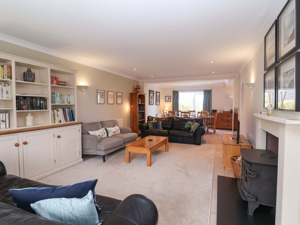 A living room with a sofa and coffee table at Seadrift Dunwich Near Westleton