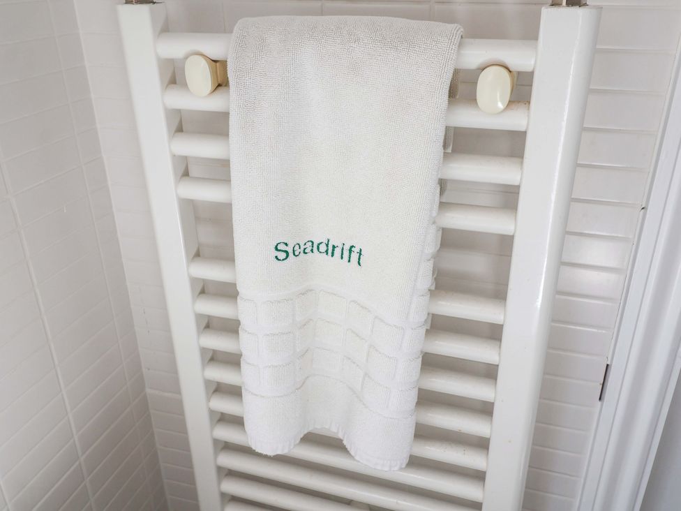 A towel hanging on a towel rack at Seadrift in Dunwich Near Westleton