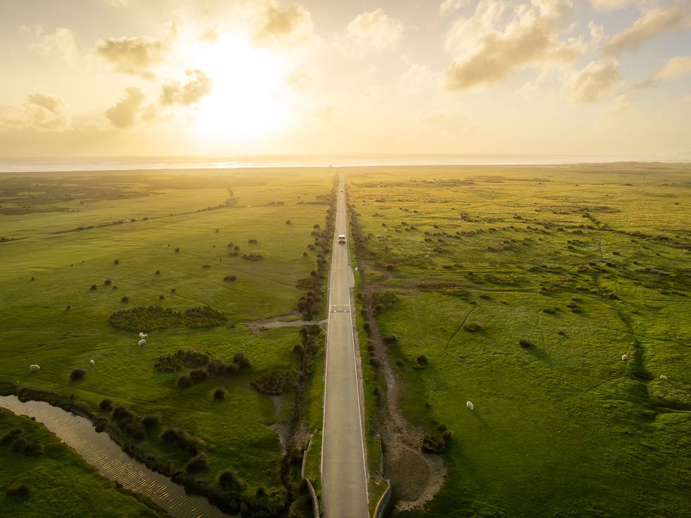 A road through green fields at Blackbird Cottage Northam