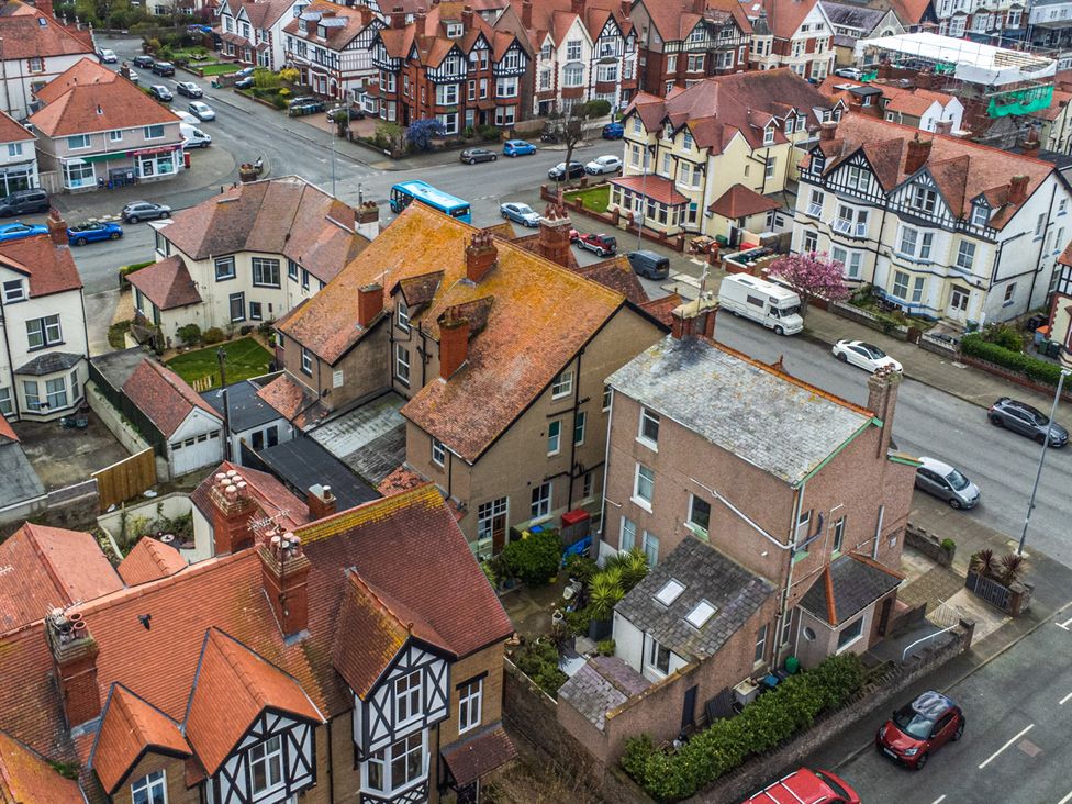 An aerial view of houses and streets at The Keep in Llandudno