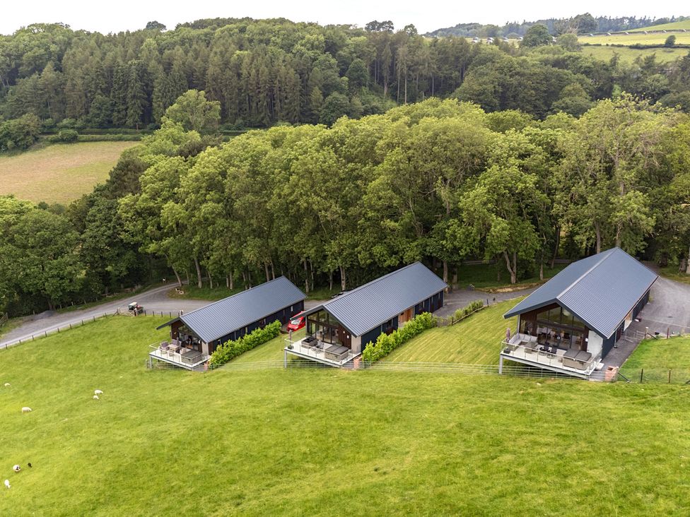 Three houses surrounded by grass and trees at Bwncath in Garthmyl